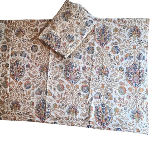 Ralph Lauren "Marrakesh" King Pillowcases Paisley Floral Cotton Beige Multicolor - Picture 1 of 12